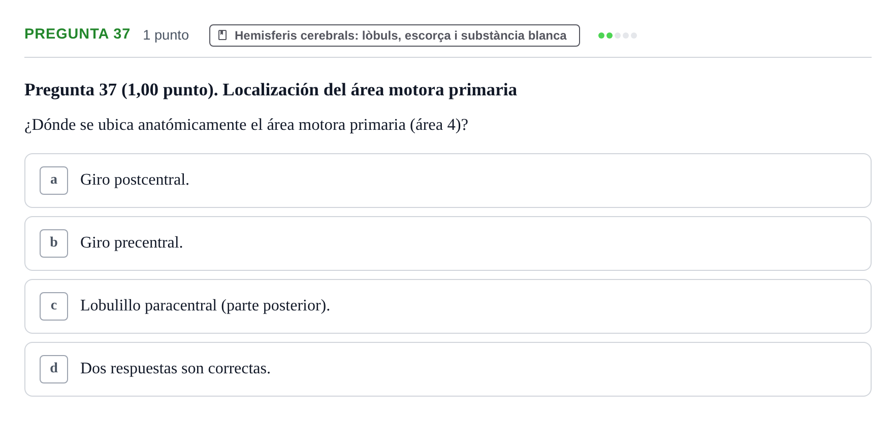 Enunciado: Pregunta 37 · Anatomía II UAB 2023