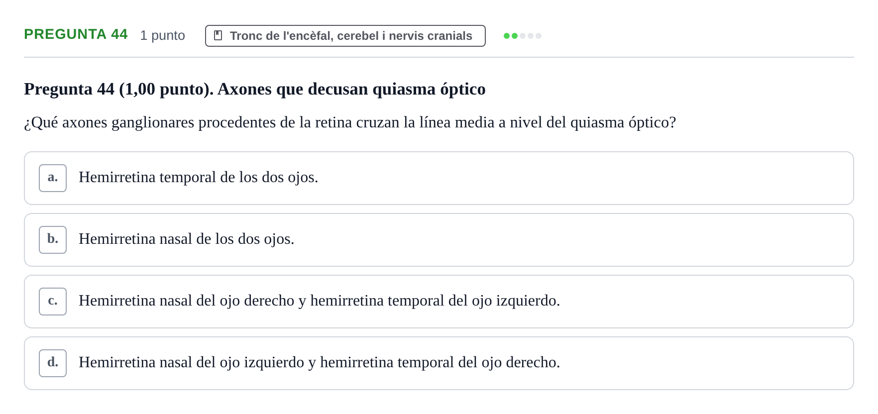 Enunciado: Pregunta 44 · Anatomía II UAB 2023