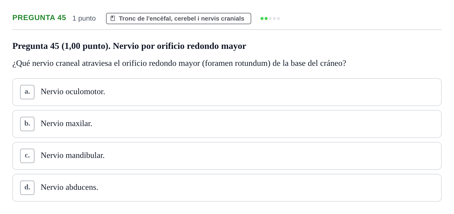 Enunciado: Pregunta 45 · Anatomía II UAB 2023