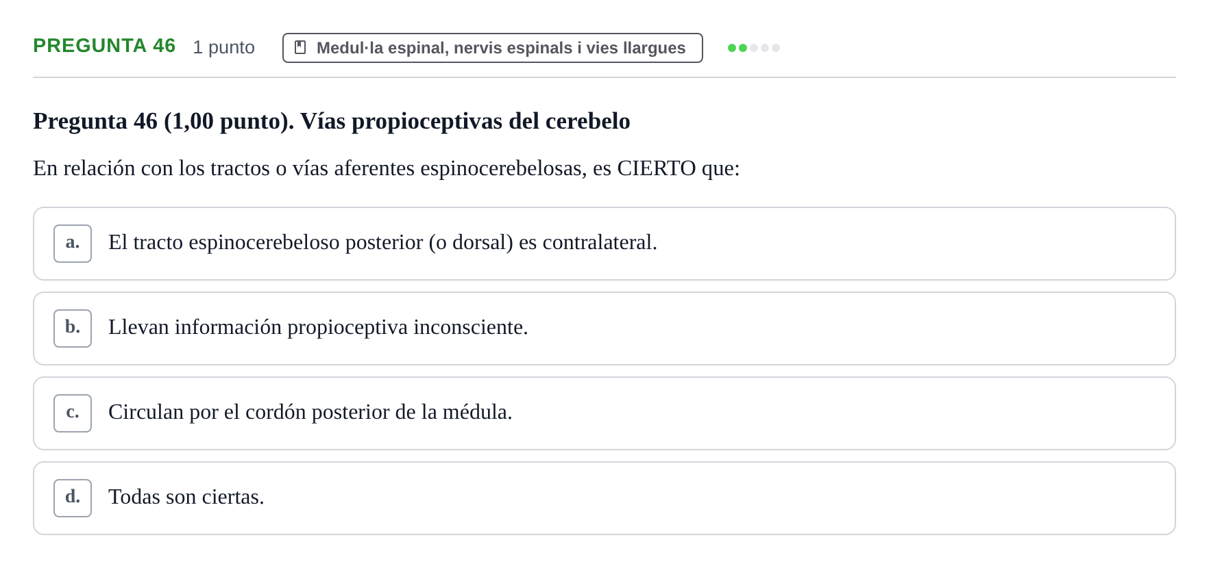 Enunciado: Pregunta 46 · Anatomía II UAB 2023