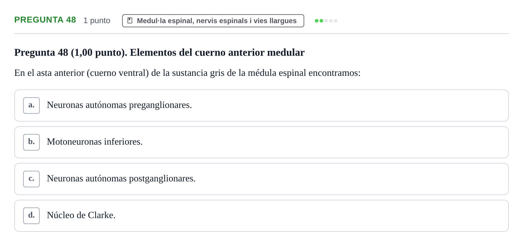 Enunciado: Pregunta 48 · Anatomía II UAB 2023