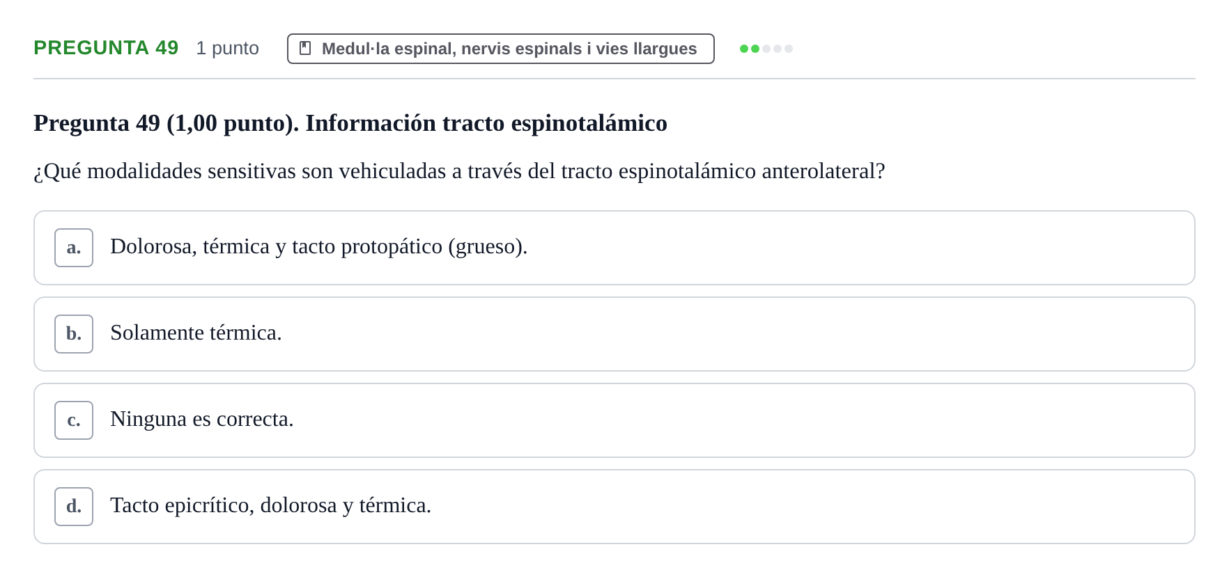 Enunciado: Pregunta 49 · Anatomía II UAB 2023