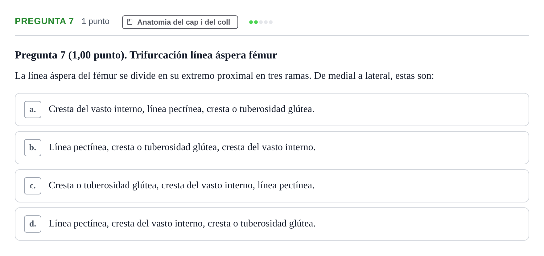 Enunciado: Pregunta 7 · Anatomía II UAB 2023