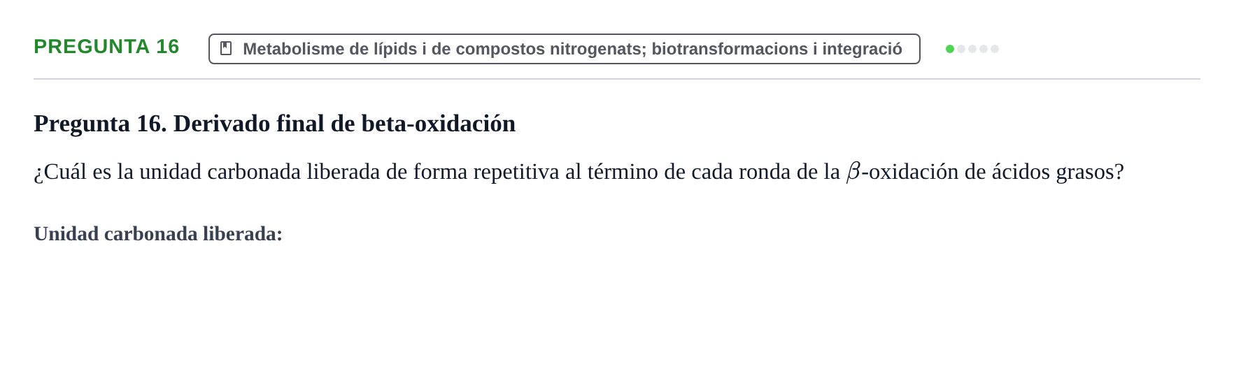 Enunciado: Pregunta 16