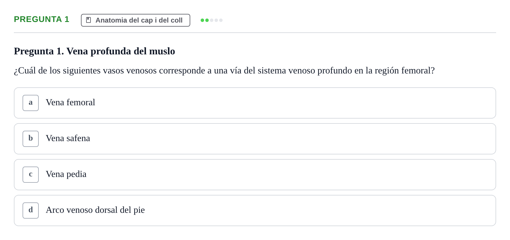Enunciado: Pregunta 1 · Anatomía II UAB Examen de Anatomía II: Neuroanatomía y Miembro Inferior