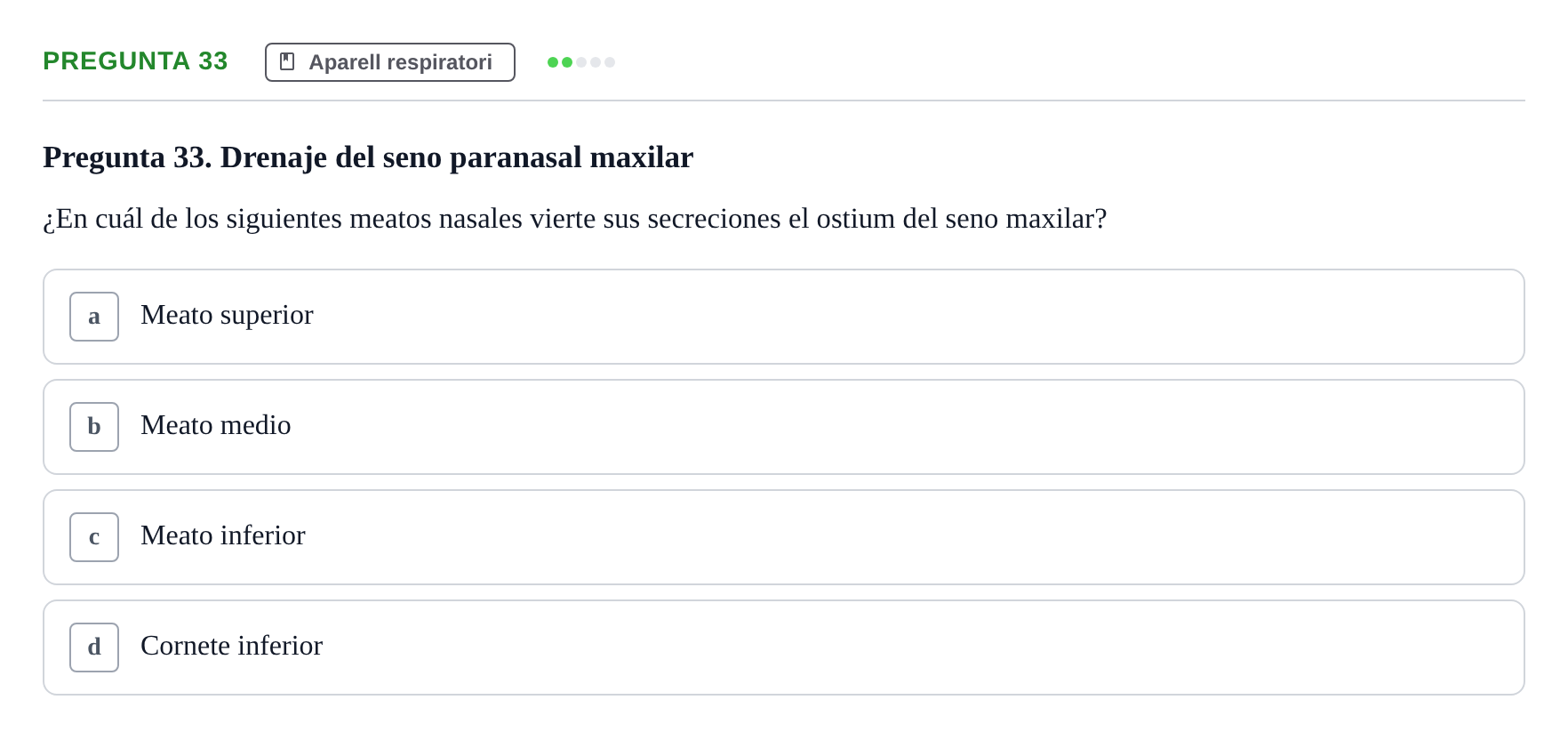 Enunciado: Pregunta 33 · Anatomía II UAB Examen de Anatomía II: Neuroanatomía y Miembro Inferior