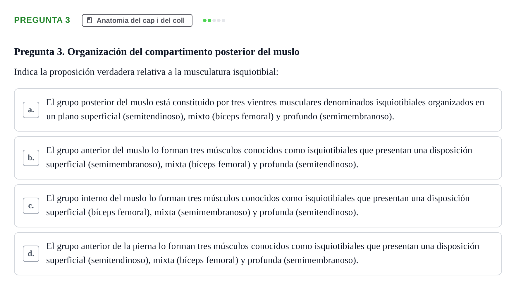 Enunciado: Pregunta 3 · Anatomía II UAB Examen de Anatomía II: Neuroanatomía y Miembro Inferior