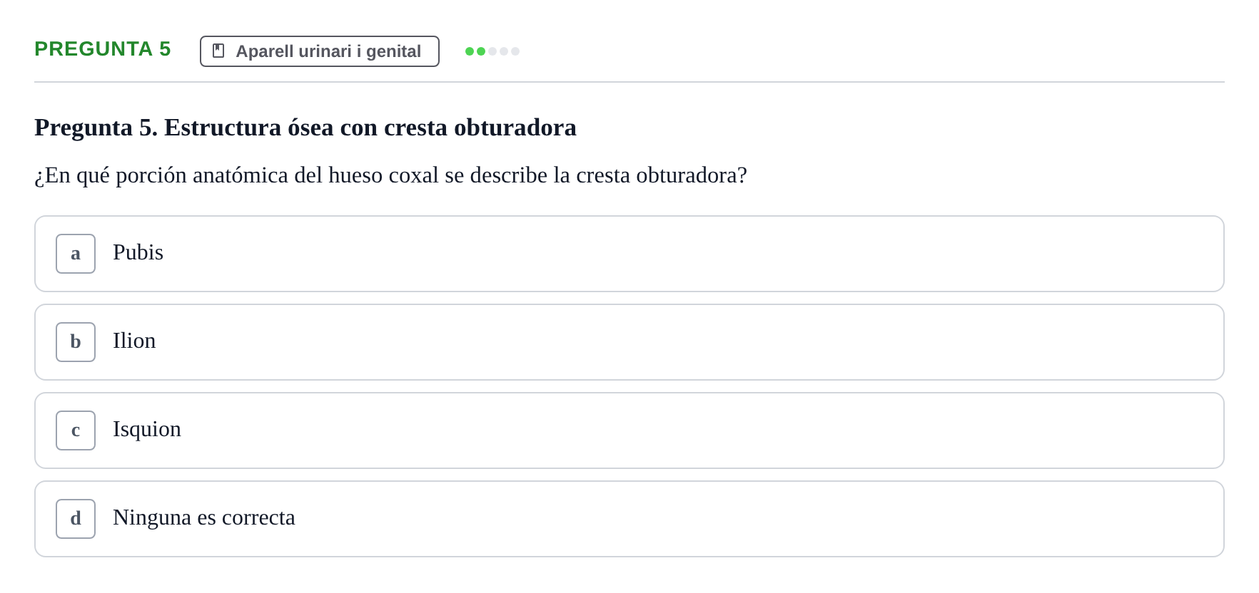 Enunciado: Pregunta 5 · Anatomía II UAB Examen de Anatomía II: Neuroanatomía y Miembro Inferior