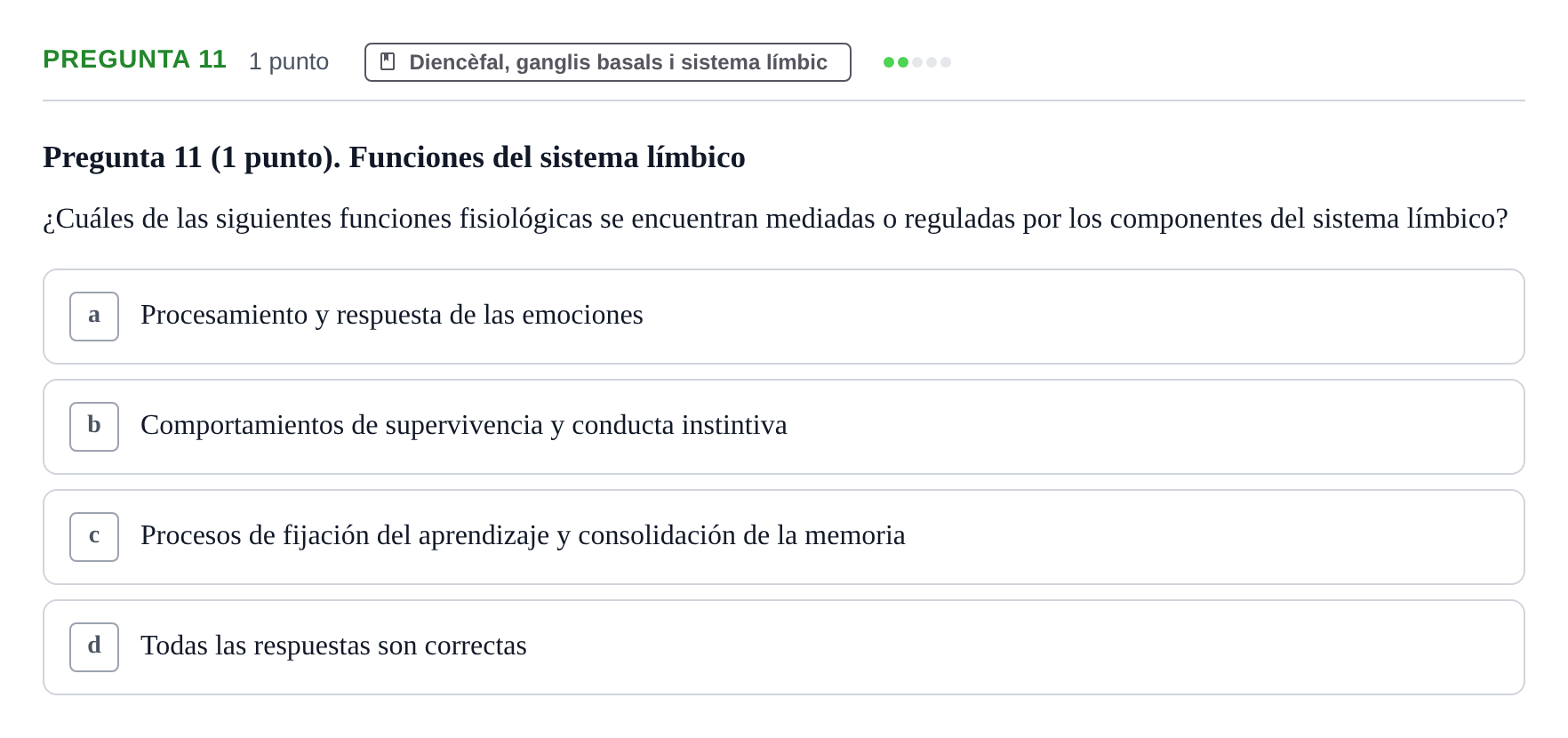Enunciado: Pregunta 11 · Anatomía II UAB 2022