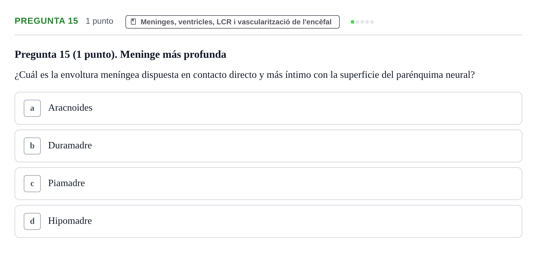 Enunciado: Pregunta 15 · Anatomía II UAB 2022