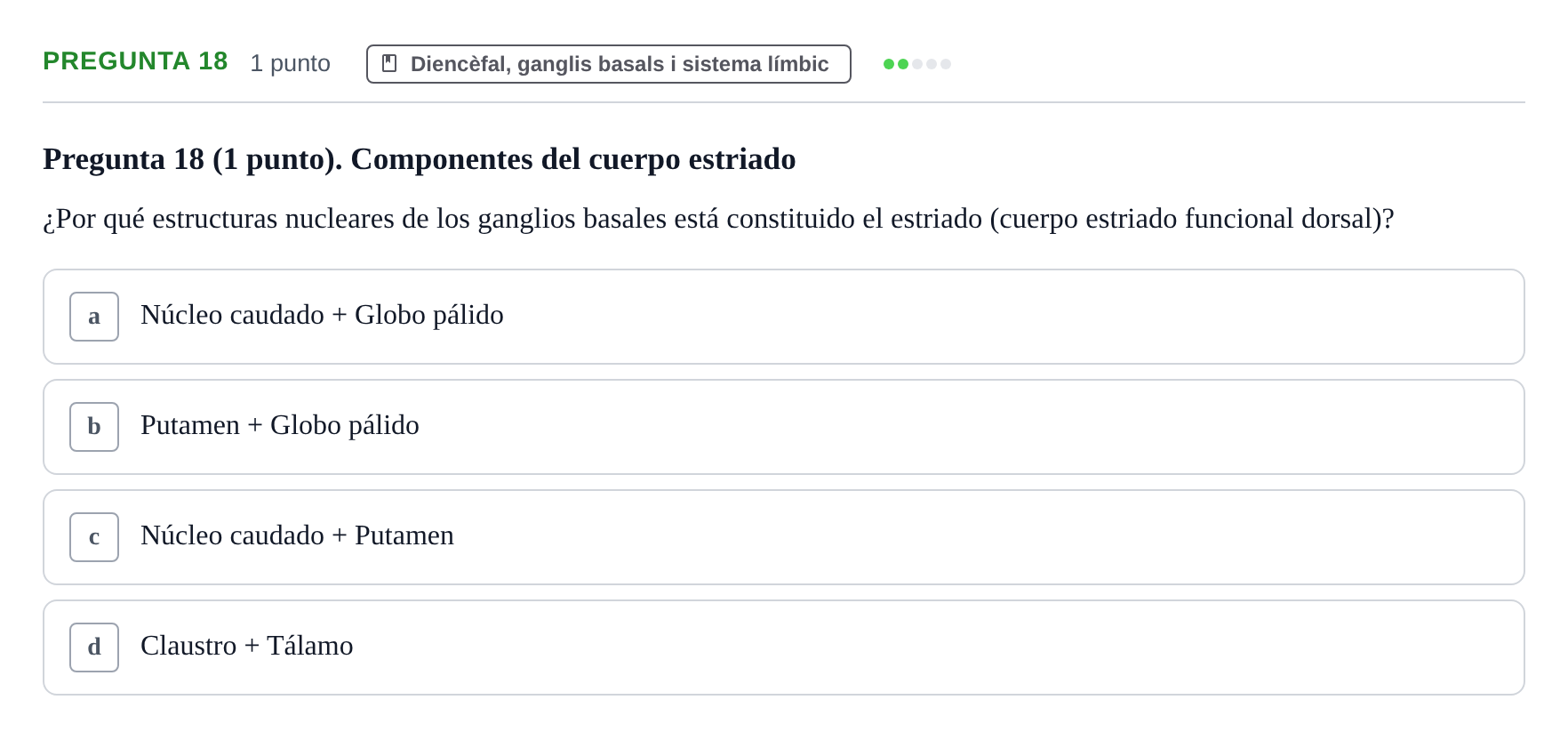 Enunciado: Pregunta 18 · Anatomía II UAB 2022