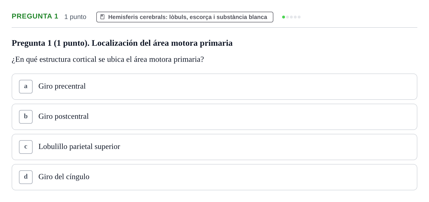 Enunciado: Pregunta 1 · Anatomía II UAB 2022