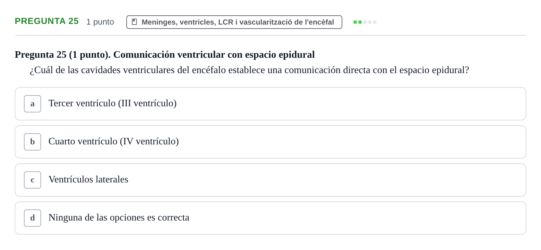 Enunciado: Pregunta 25 · Anatomía II UAB 2022
