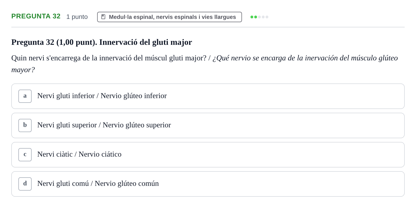 Enunciado: Pregunta 32 · Anatomía II UAB 2022