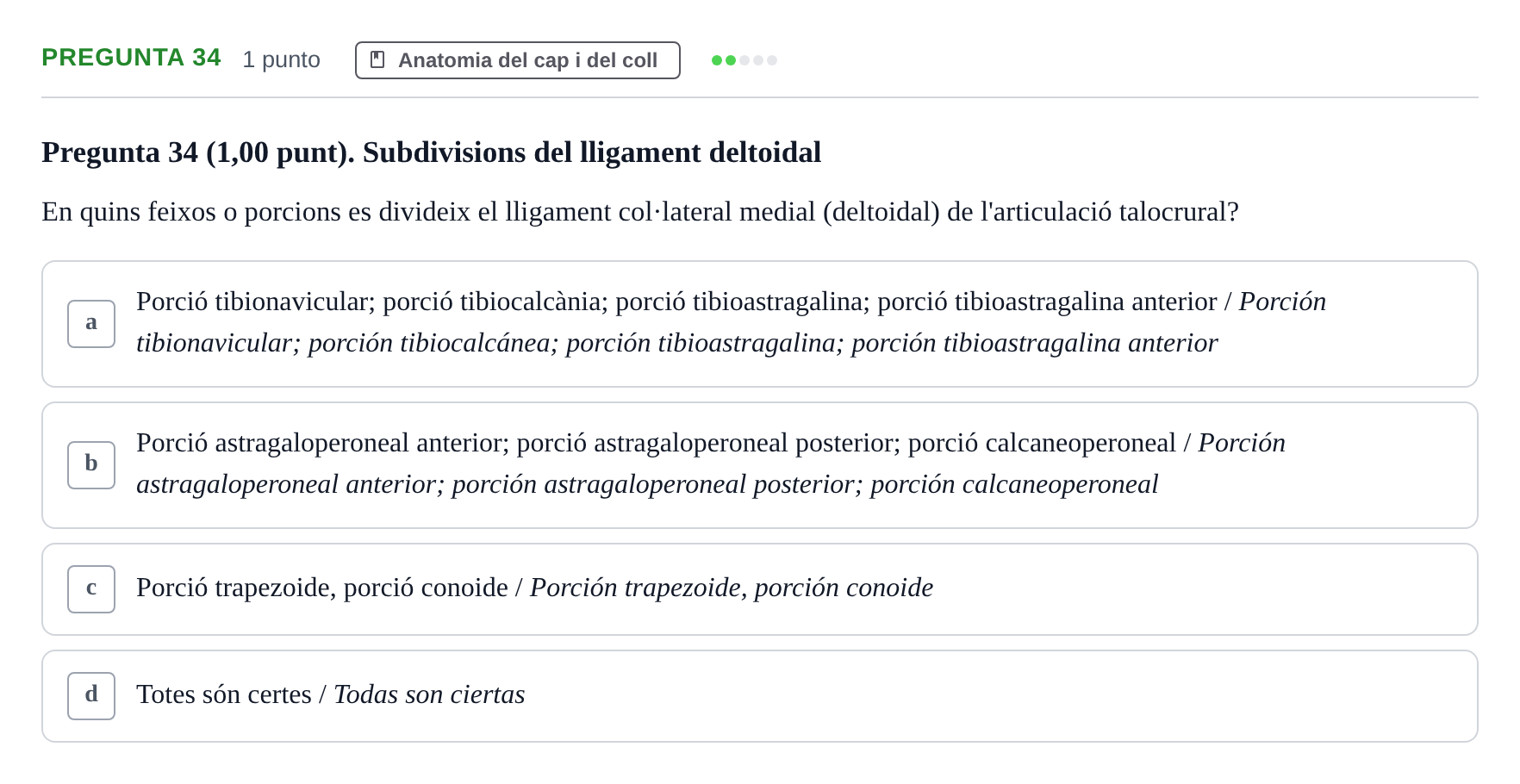Enunciado: Pregunta 34 · Anatomía II UAB 2022