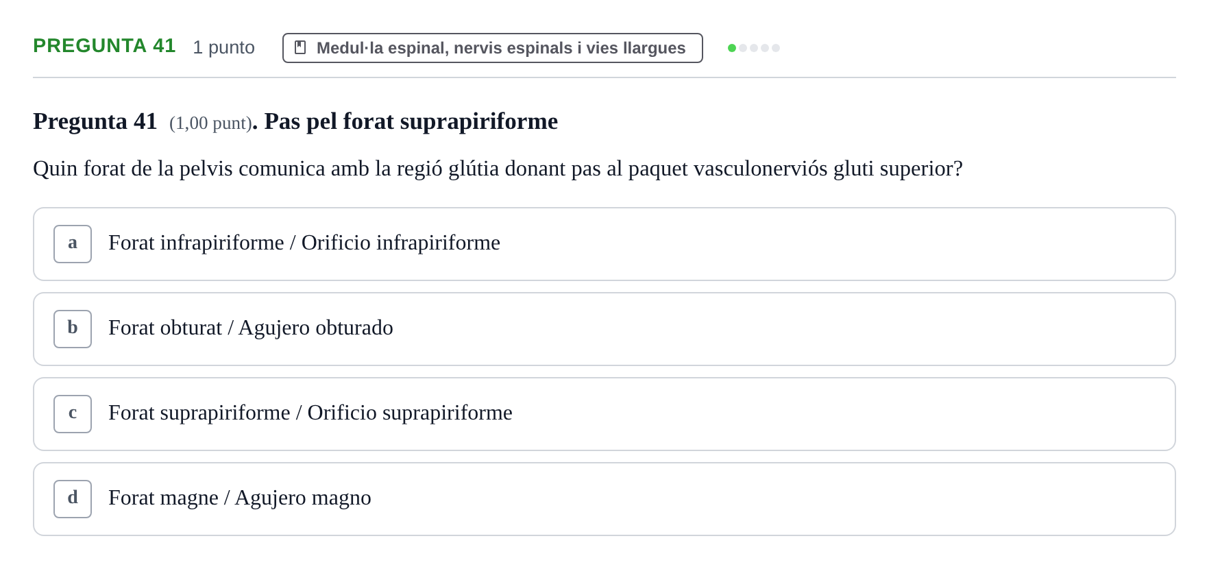 Enunciado: Pregunta 41 · Anatomía II UAB 2022