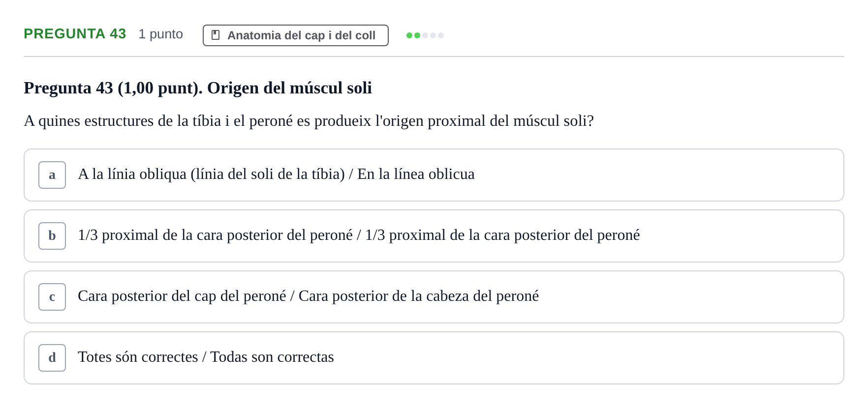 Enunciado: Pregunta 43 · Anatomía II UAB 2022