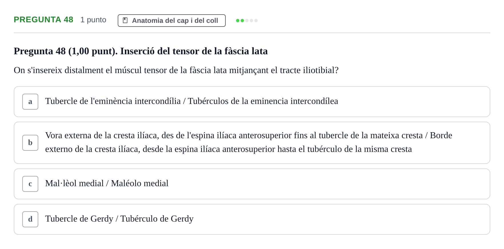 Enunciado: Pregunta 48 · Anatomía II UAB 2022