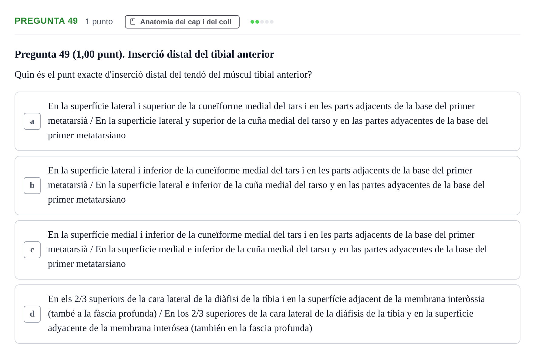 Enunciado: Pregunta 49 · Anatomía II UAB 2022