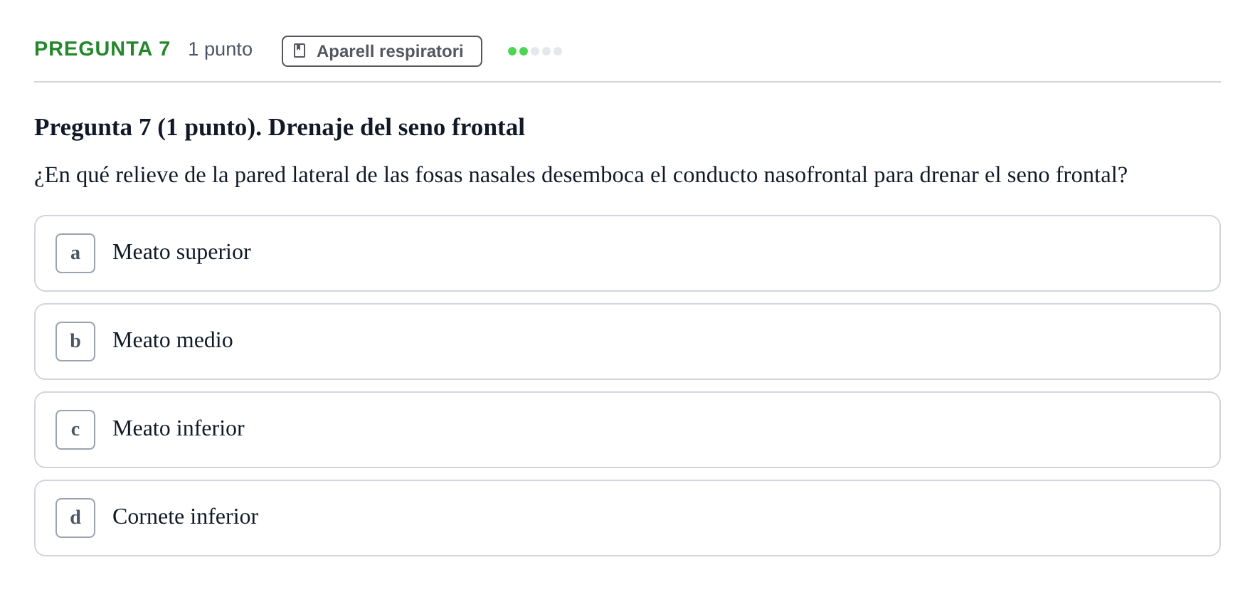 Enunciado: Pregunta 7 · Anatomía II UAB 2022