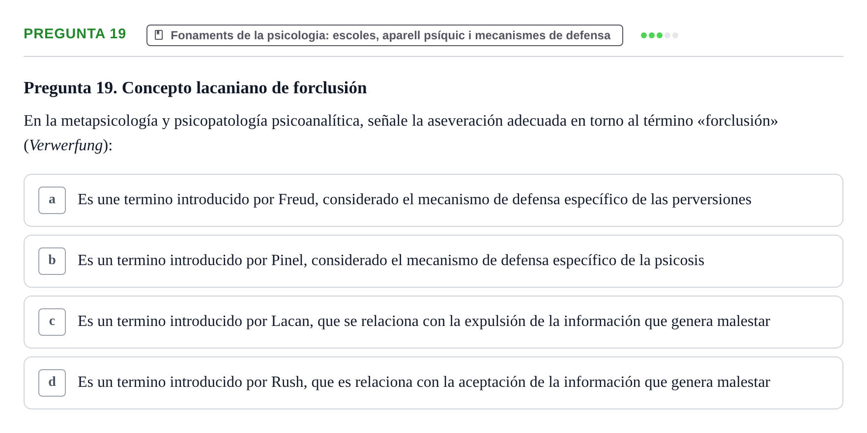 Enunciado: Pregunta 19 · Ciències psicosocials aplicades UAB 2022