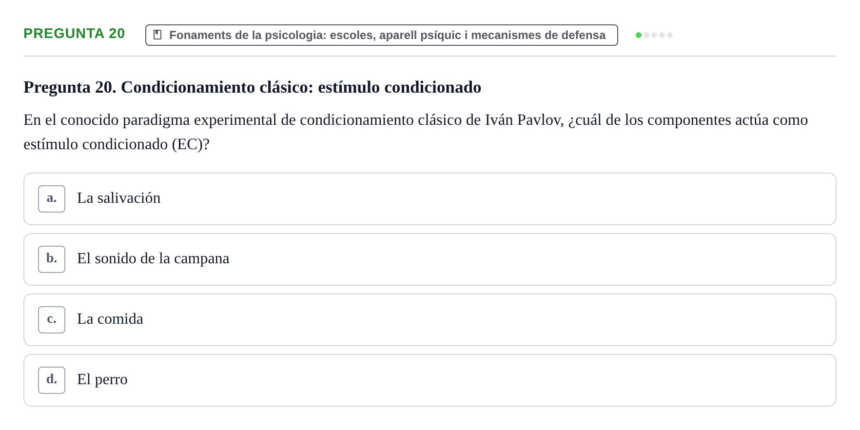 Enunciado: Pregunta 20 · Ciències psicosocials aplicades UAB 2022