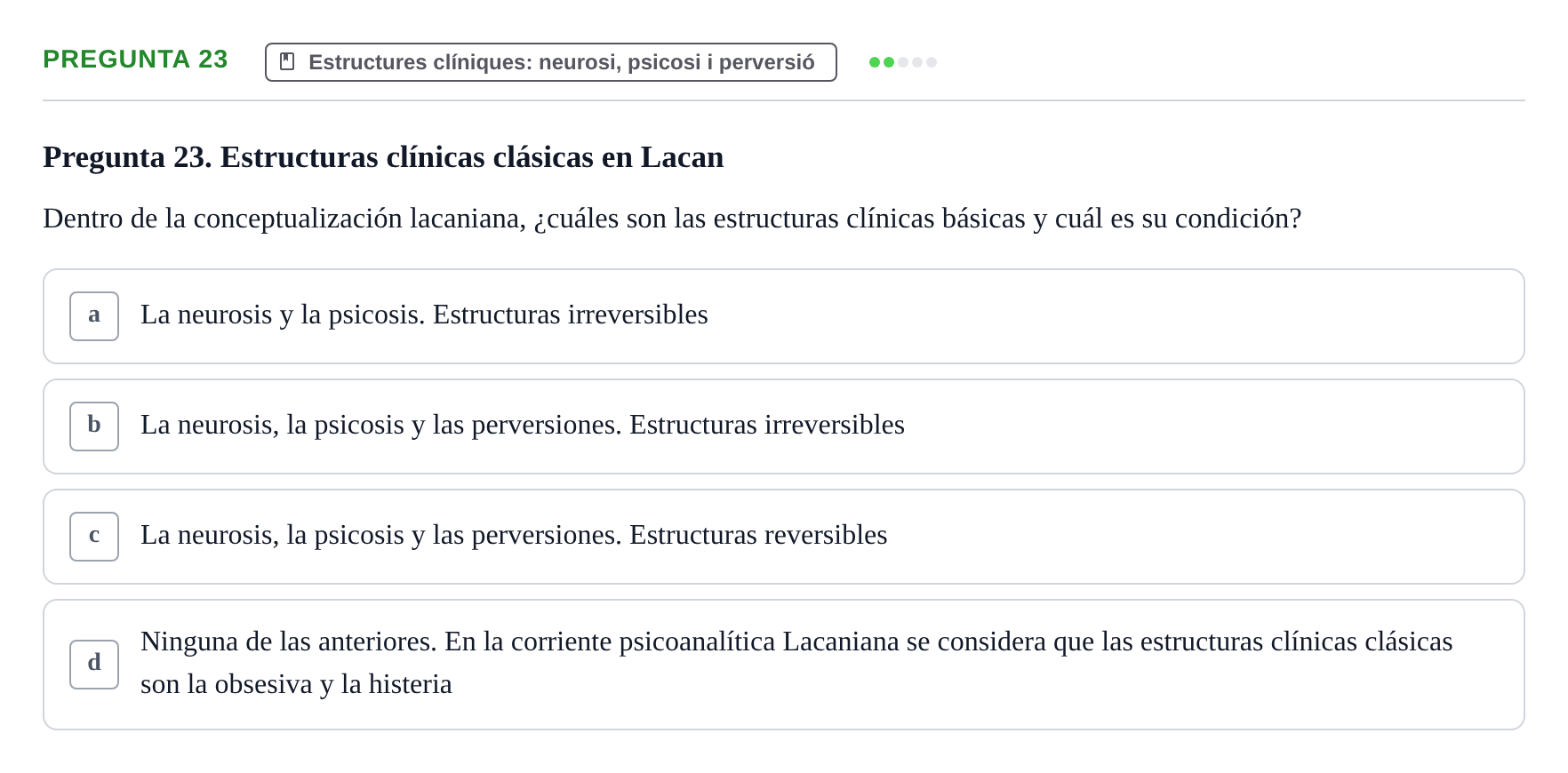 Enunciado: Pregunta 23 · Ciències psicosocials aplicades UAB 2022