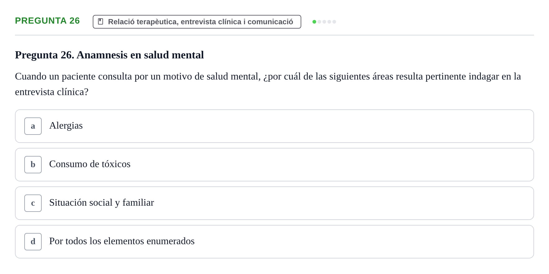 Enunciado: Pregunta 26 · Ciències psicosocials aplicades UAB 2022