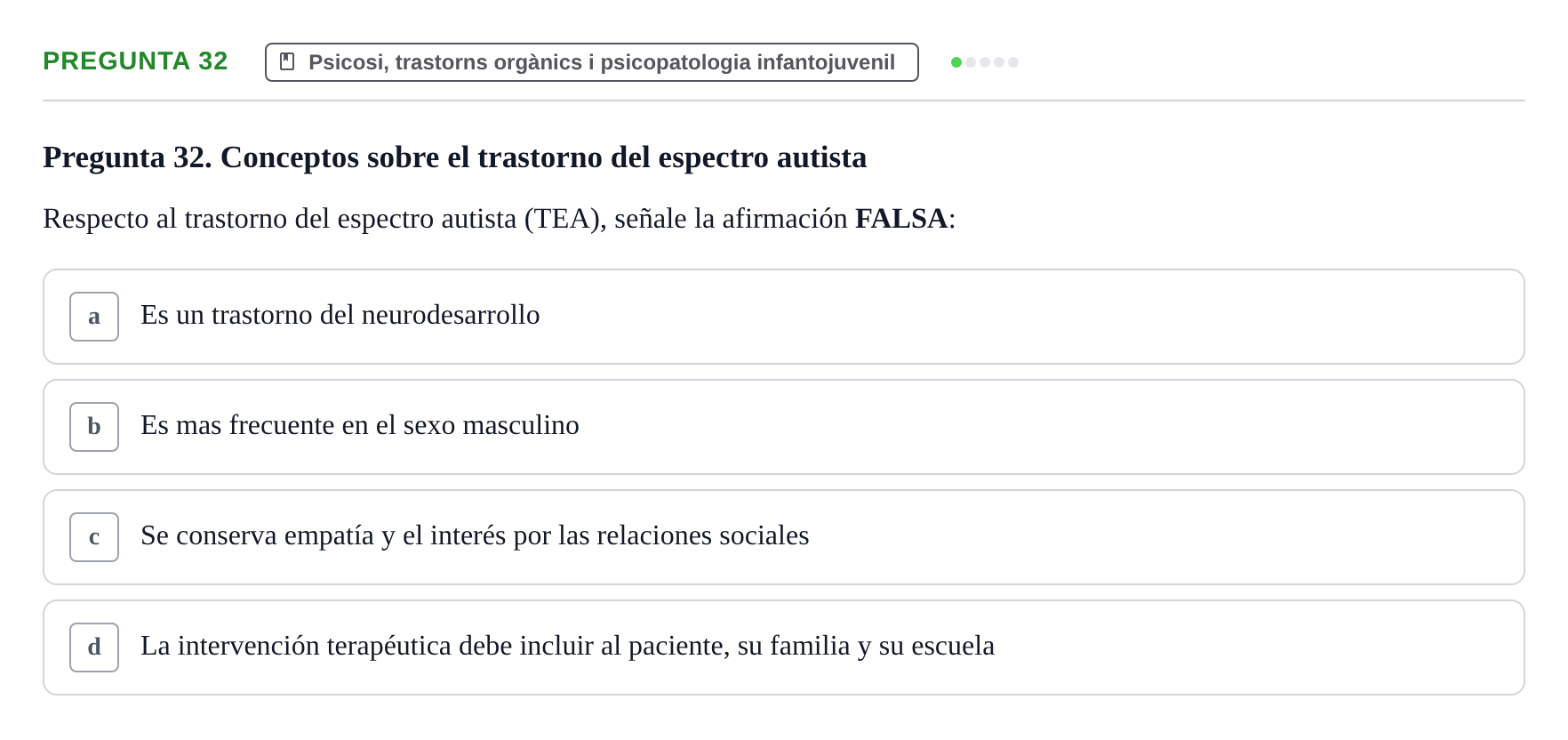 Enunciado: Pregunta 32 · Ciències psicosocials aplicades UAB 2022