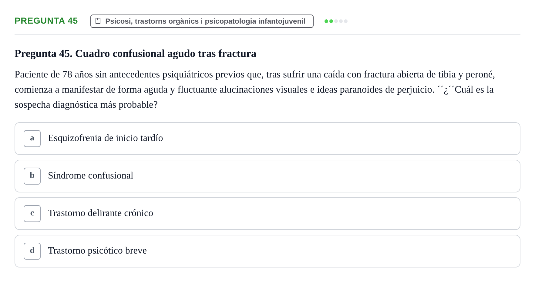Enunciado: Pregunta 45 · Ciències psicosocials aplicades UAB 2022
