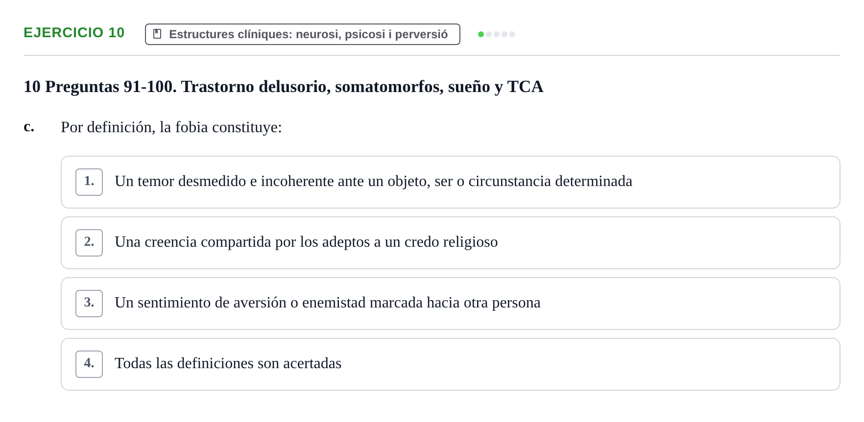 Enunciado: Ejercicio 10 - Estructures clíniques · Ciències psicosocials aplicades UAB Recopilatorio de examen: Ciencias Psicosociales Aplicadas (Psicología y Psiquiatría)