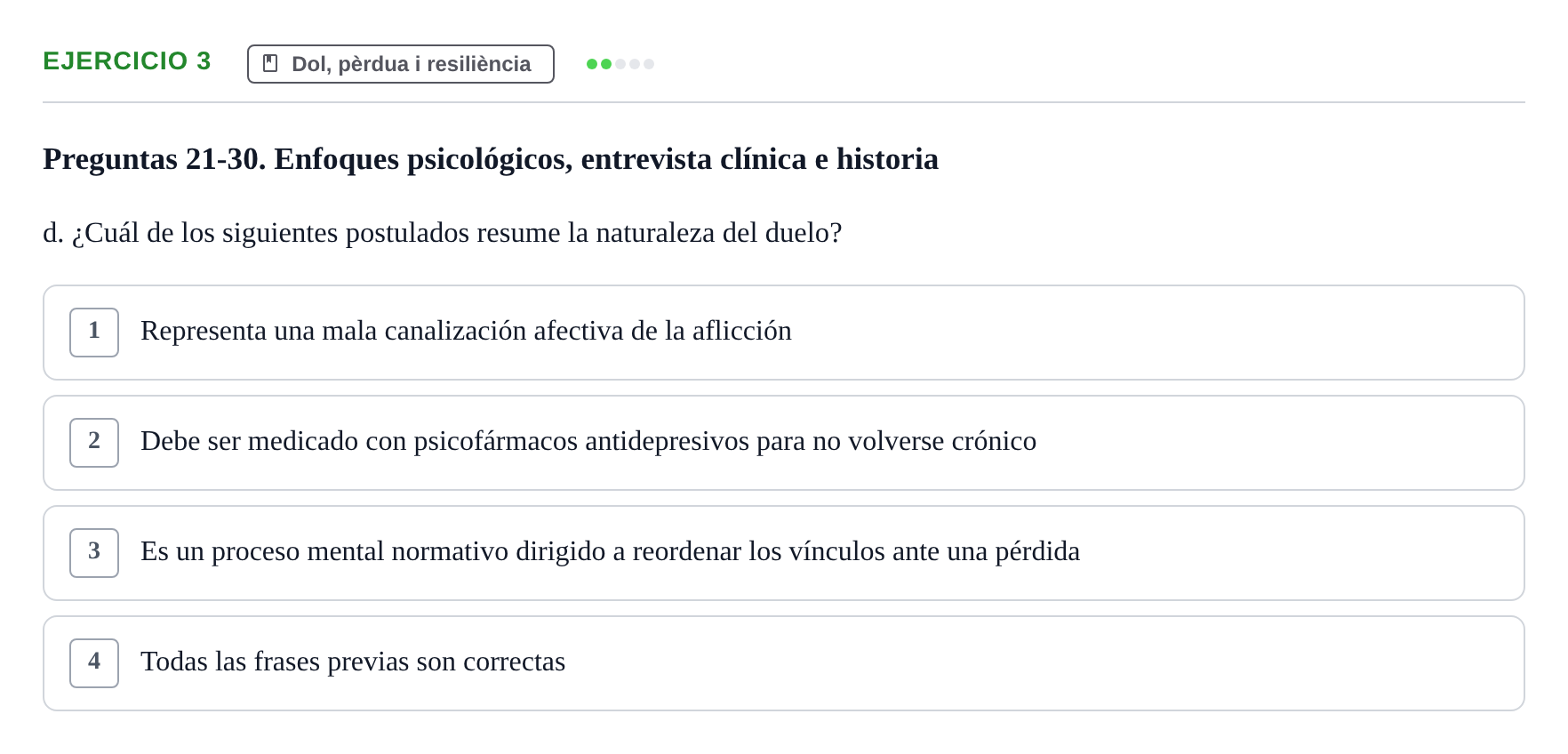Enunciado: Ejercicio 3 - Dol · Ciències psicosocials aplicades UAB Recopilatorio de examen: Ciencias Psicosociales Aplicadas (Psicología y Psiquiatría)