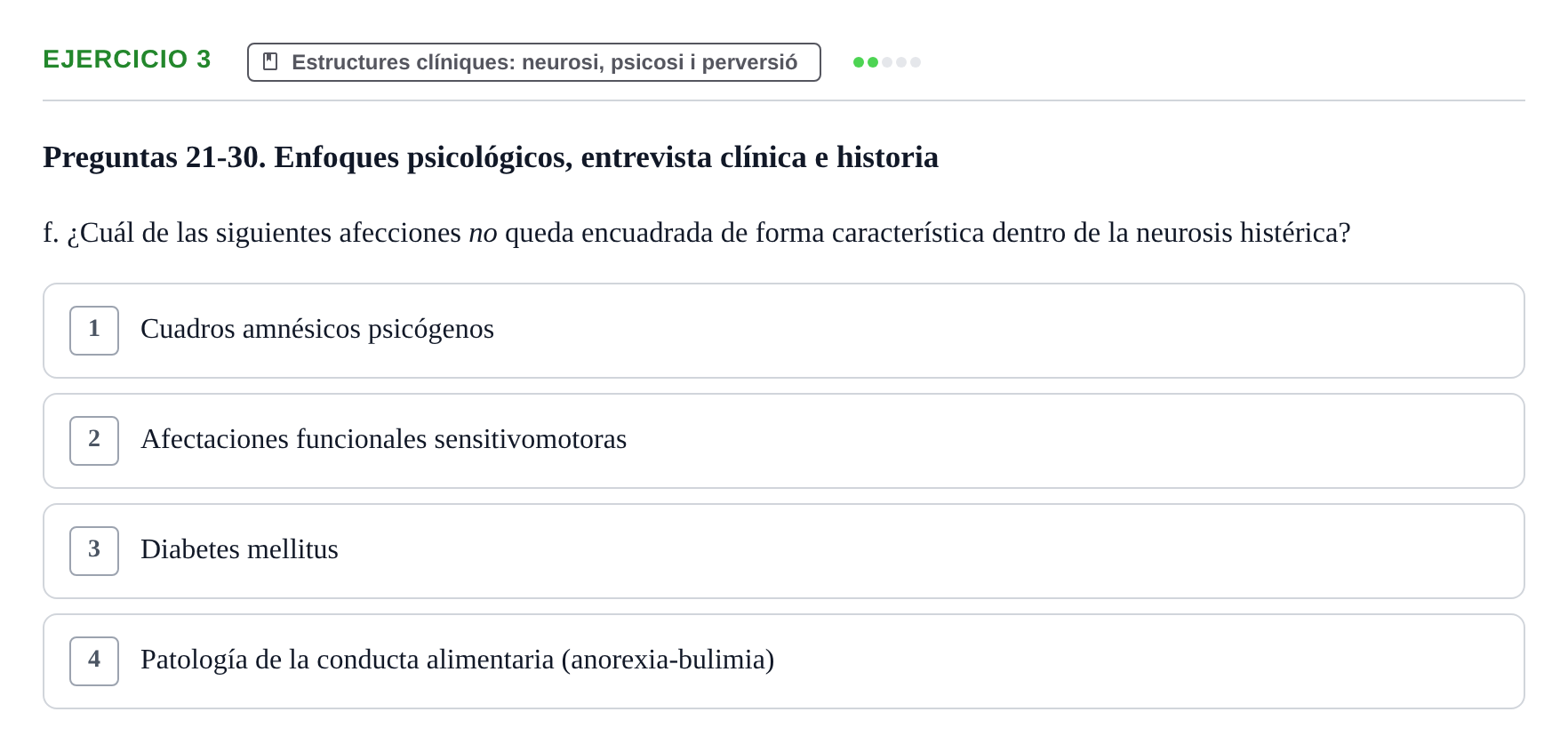 Enunciado: Ejercicio 3 - Estructures clíniques · Ciències psicosocials aplicades UAB Recopilatorio de examen: Ciencias Psicosociales Aplicadas (Psicología y Psiquiatría)