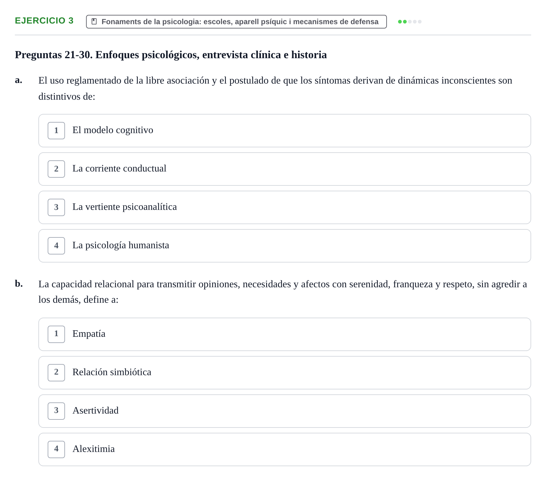 Enunciado: Ejercicio 3 - Fonaments de la psicologia · Ciències psicosocials aplicades UAB Recopilatorio de examen: Ciencias Psicosociales Aplicadas (Psicología y Psiquiatría)