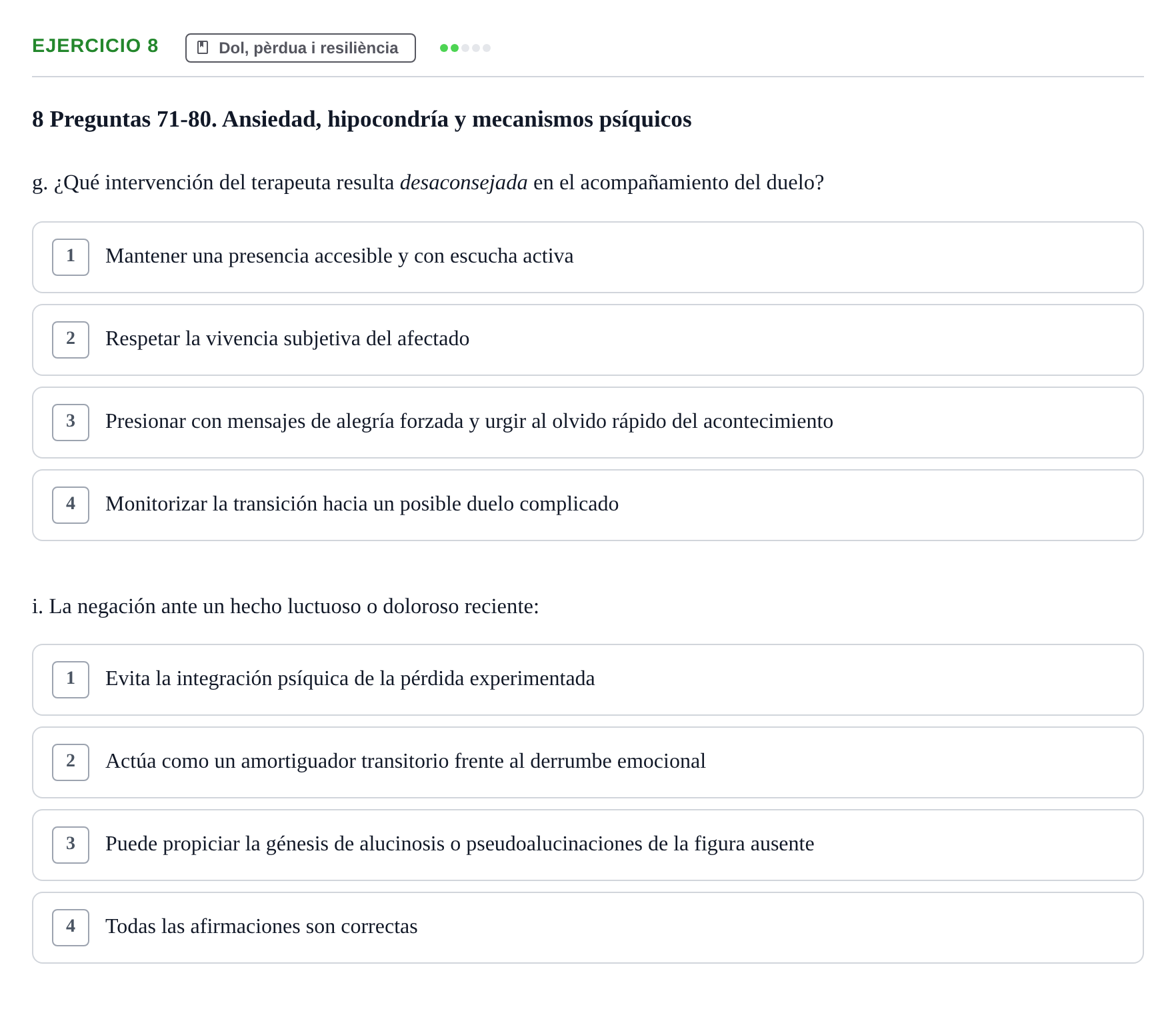 Enunciado: Ejercicio 8 - Dol · Ciències psicosocials aplicades UAB Recopilatorio de examen: Ciencias Psicosociales Aplicadas (Psicología y Psiquiatría)