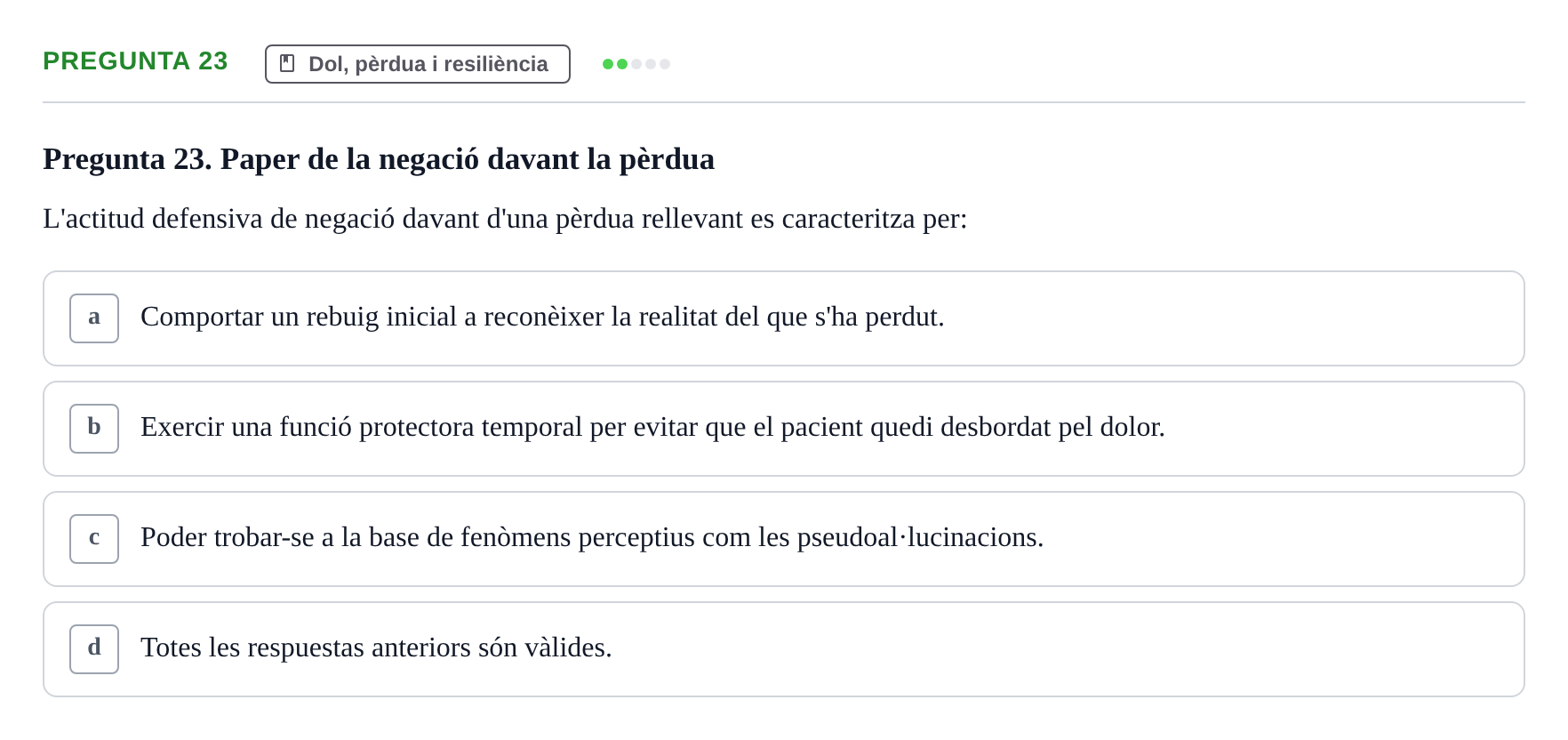 Enunciado: Pregunta 23 · Ciències psicosocials aplicades UAB Examen de Psicologia - Ciències Psicosocials Aplicades