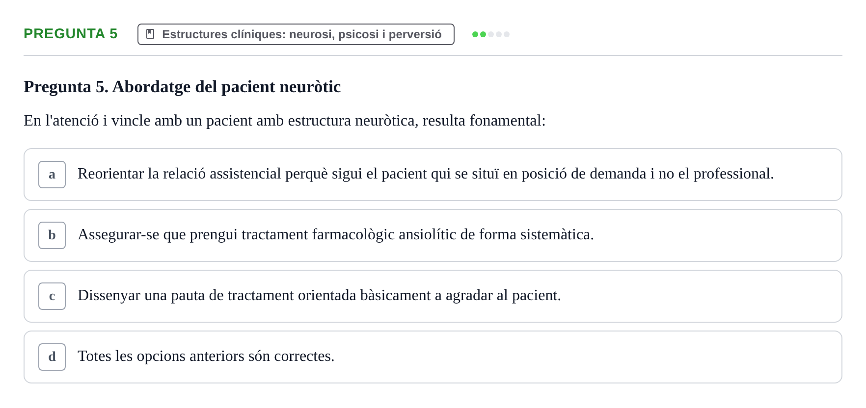 Enunciado: Pregunta 5 · Ciències psicosocials aplicades UAB Examen de Psicologia - Ciències Psicosocials Aplicades