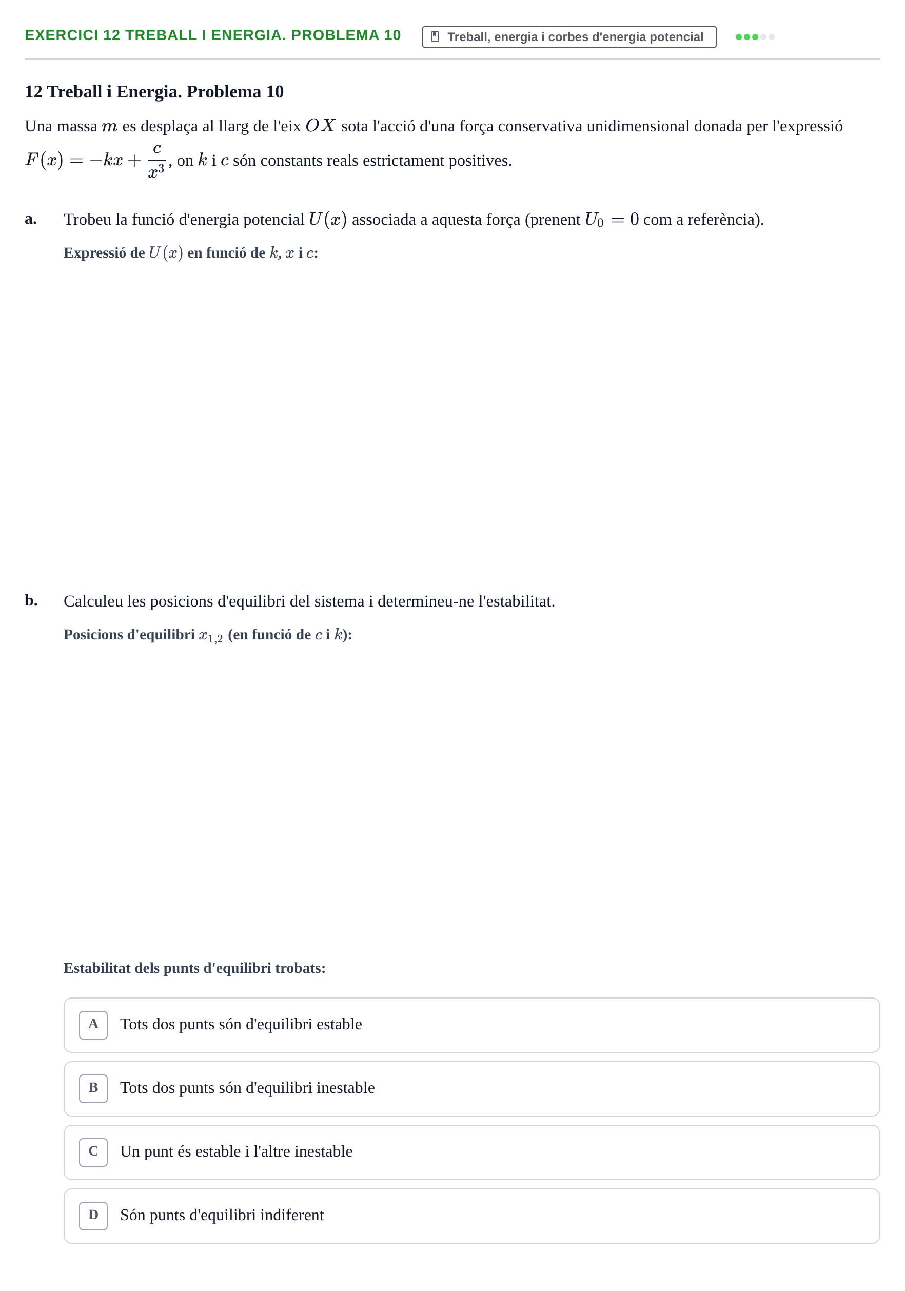 Enunciado: 12 Treball i Energia. Problema 10