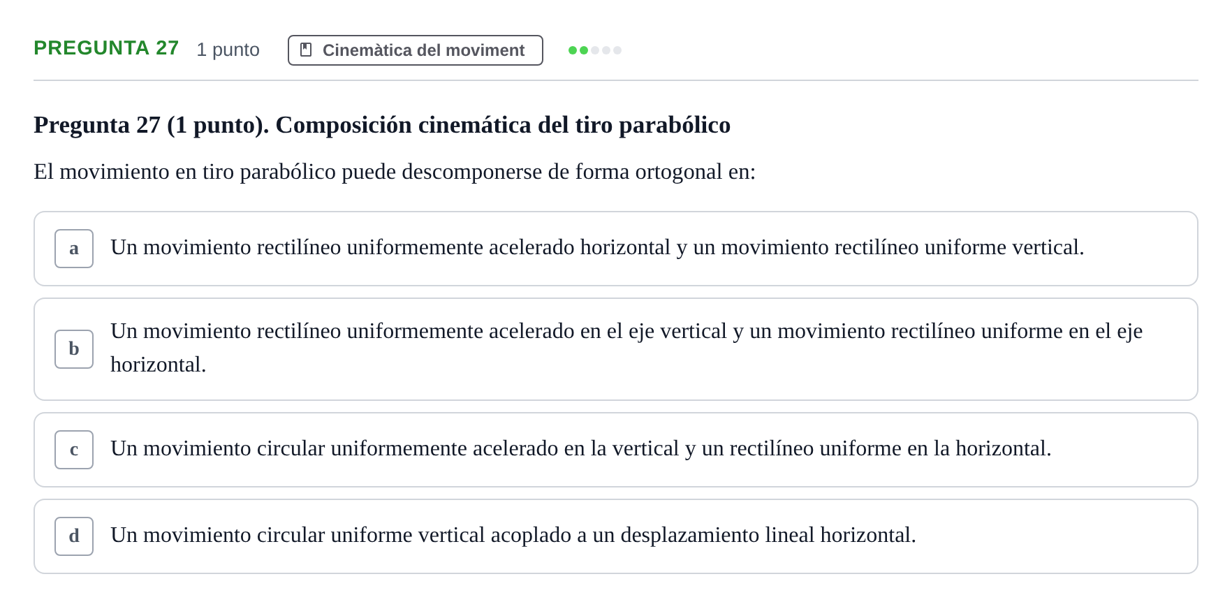 Enunciado: Pregunta 27 · Física Aplicada UAB 2025