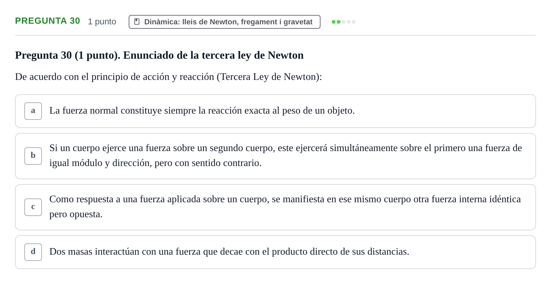 Enunciado: Pregunta 30 · Física Aplicada UAB 2025