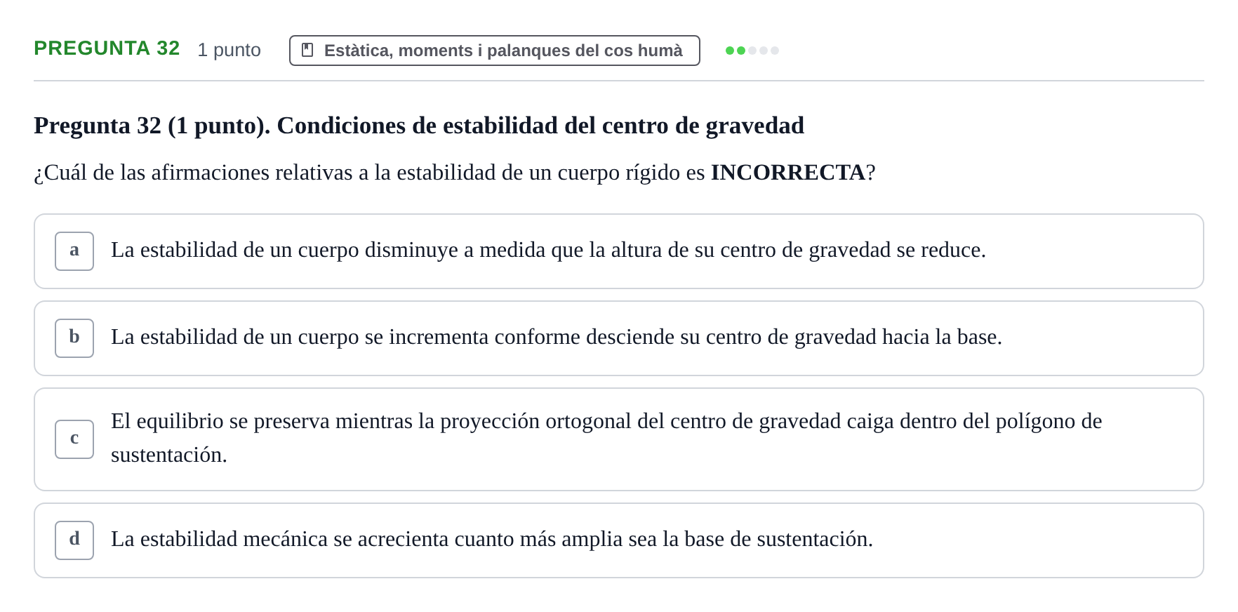 Enunciado: Pregunta 32 · Física Aplicada UAB 2025