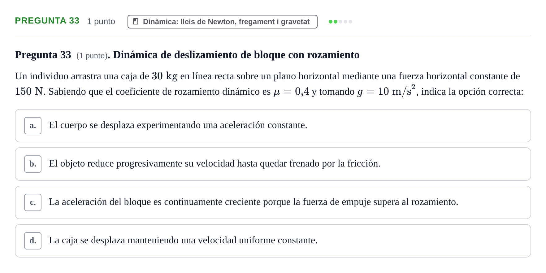Enunciado: Pregunta 33 · Física Aplicada UAB 2025
