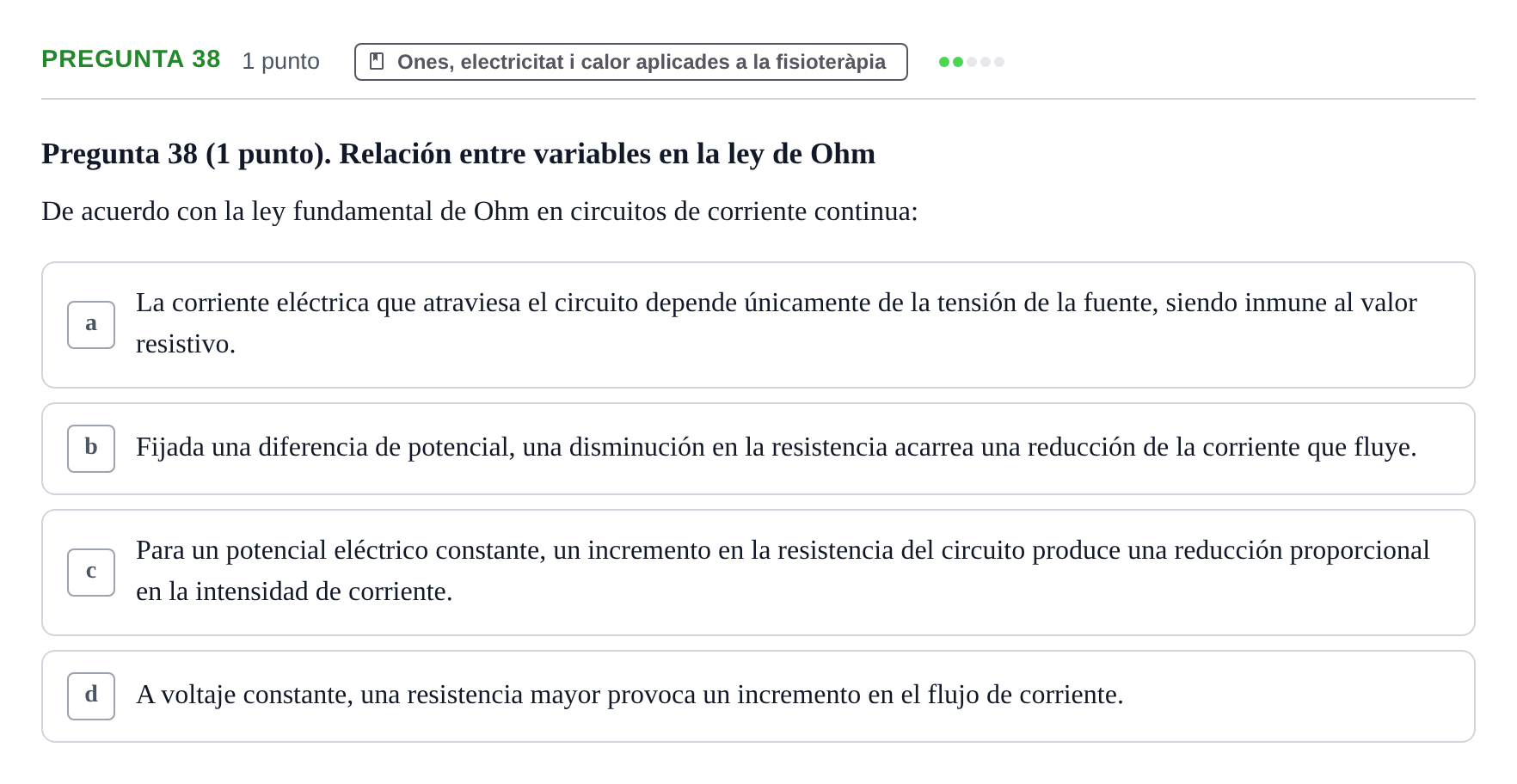 Enunciado: Pregunta 38 · Física Aplicada UAB 2025