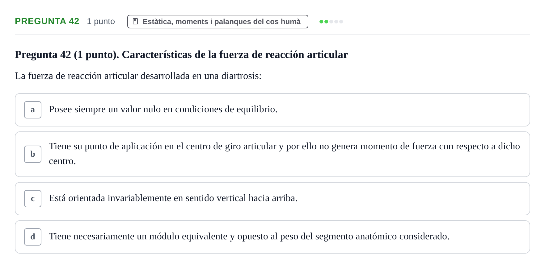 Enunciado: Pregunta 42 · Física Aplicada UAB 2025