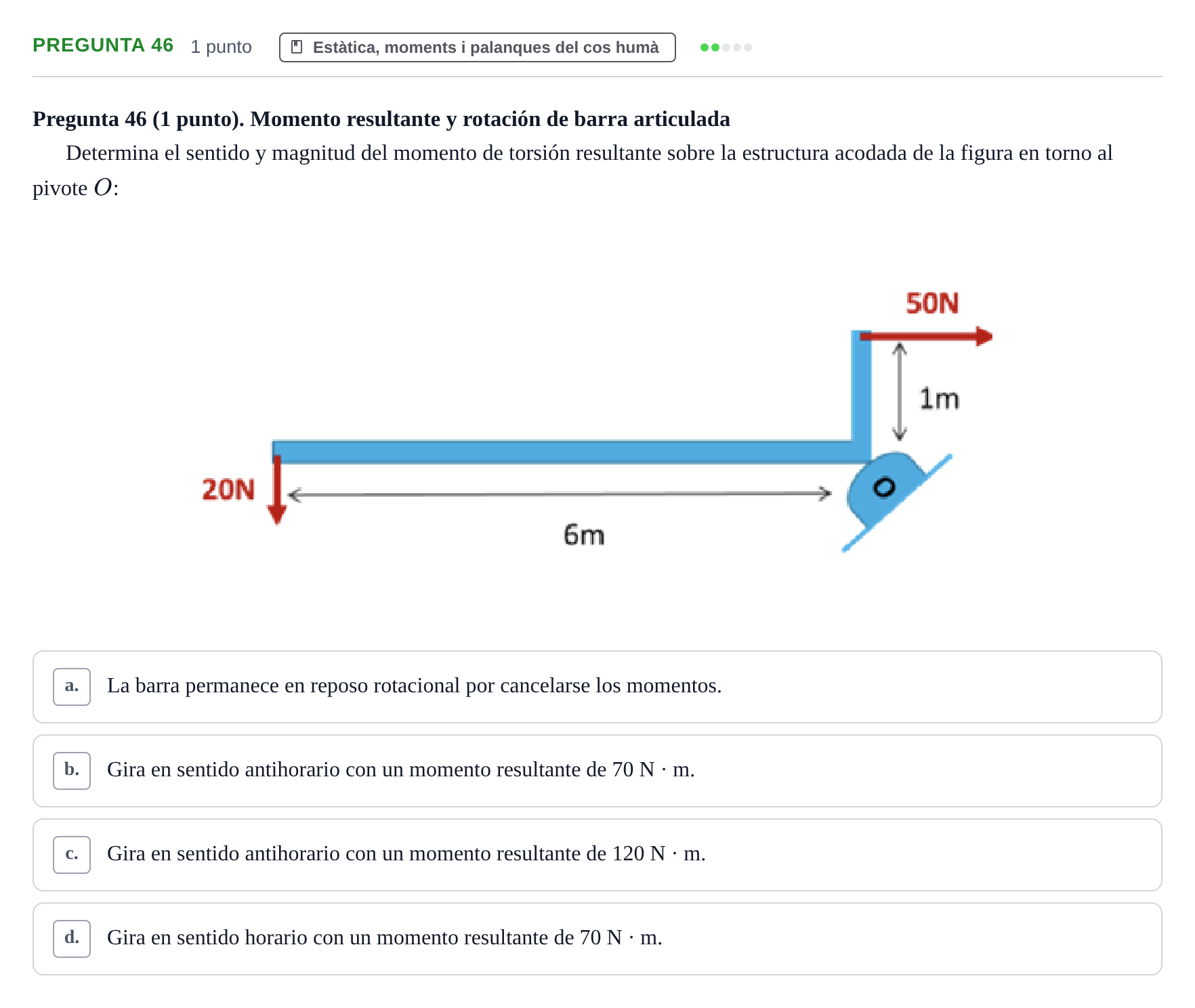 Enunciado: Pregunta 46 · Física Aplicada UAB 2025