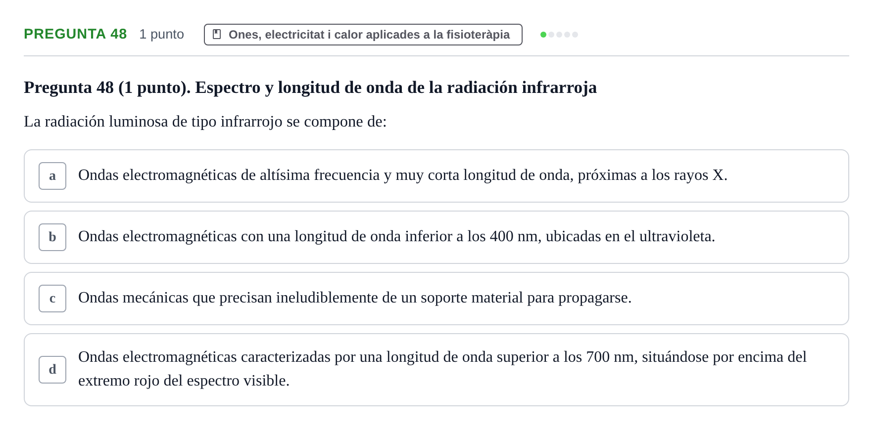 Enunciado: Pregunta 48 · Física Aplicada UAB 2025