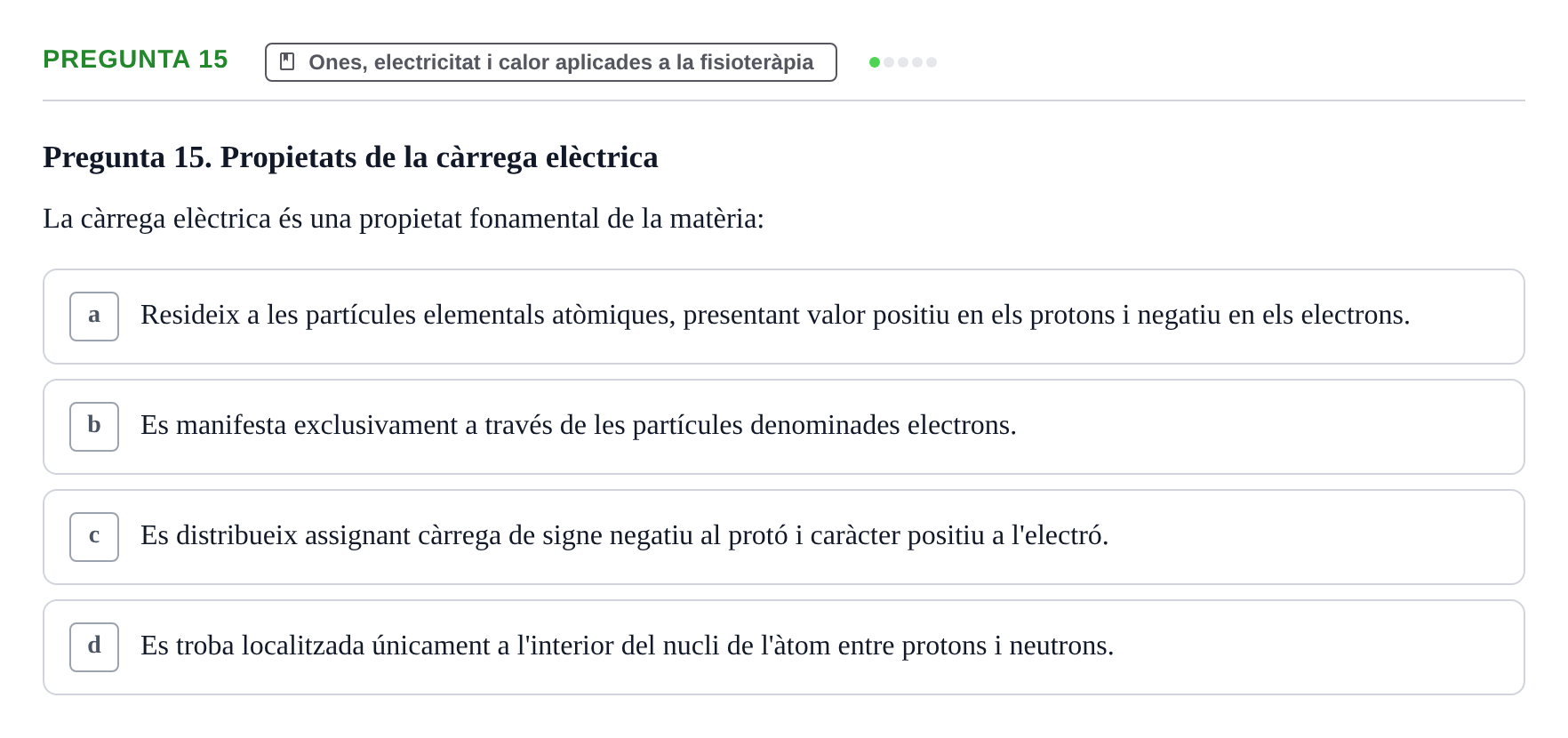 Enunciado: Pregunta 15 · Física Aplicada UAB 2023