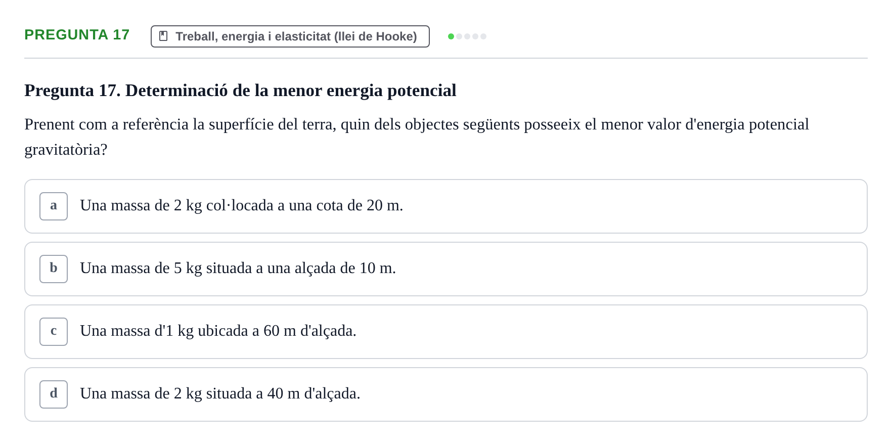 Enunciado: Pregunta 17 · Física Aplicada UAB 2023