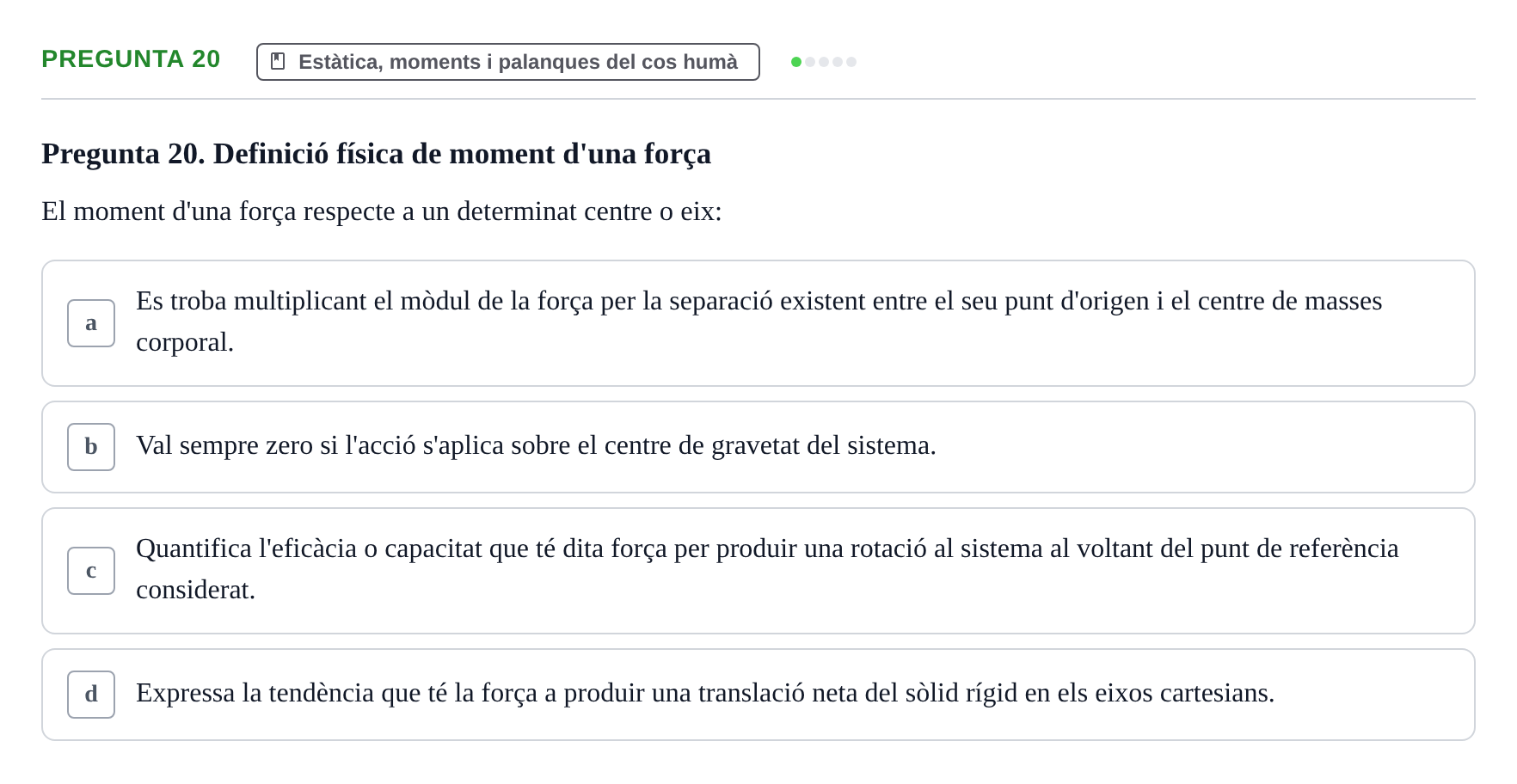Enunciado: Pregunta 20 · Física Aplicada UAB 2023