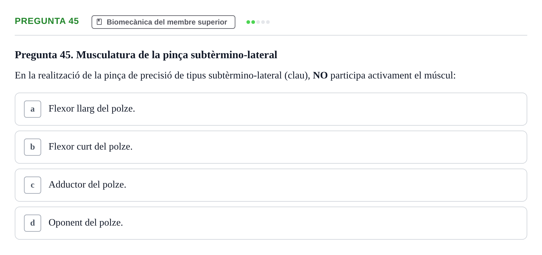 Enunciado: Pregunta 45 · Física Aplicada UAB 2023